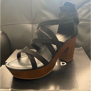 Torrid Black Ankle wrap wooden heel